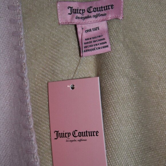 Juicy Couture Women's Pink and Tan Wrap Shawl JC Logo NWT - Picture 6 of 16